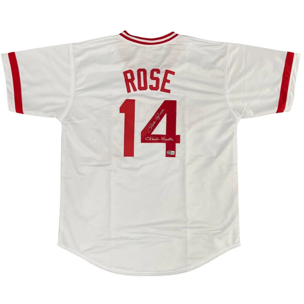 Pete Rose autographed Cincinnati white jersey with Rose 14 on back