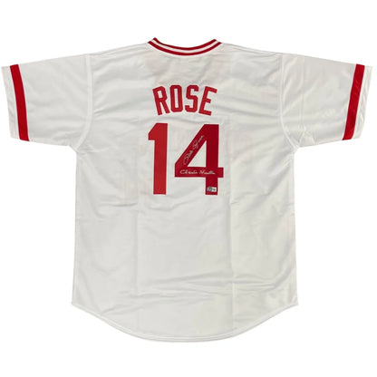 Pete Rose autographed Cincinnati white jersey with Rose 14 on back