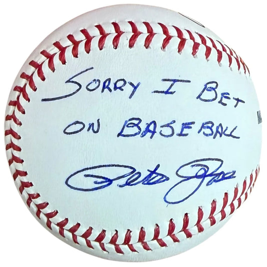Pete Rose autographed official MLB baseball with Sorry I Bet On Baseball inscription
