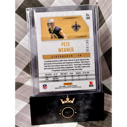 Pete Werner Neon Red Holographic Saints Card from Prestige Worldwide Collectibles