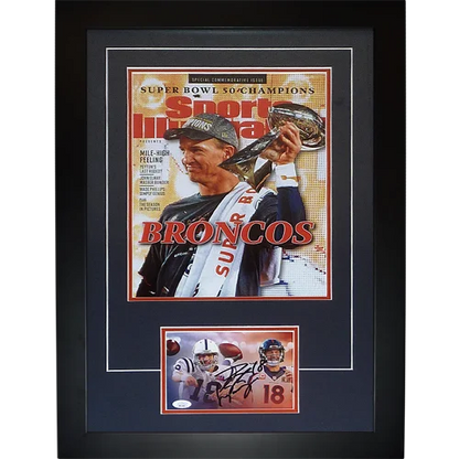 Peyton manning autographed deluxe framed super bowl broncos si cover