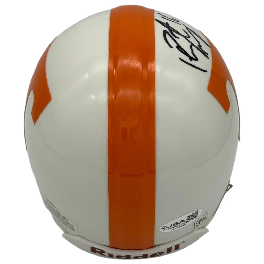 Peyton Manning autographed Tennessee Vols mini helmet, white orange Riddell design
