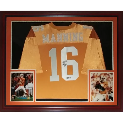 Peyton Manning autographed Tennessee Vols orange #16 framed jersey