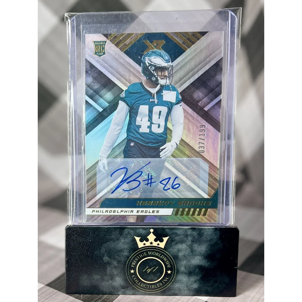 Philadelphia Eagles autographed football card in acrylic case from Prestige Worldwide Collectibles