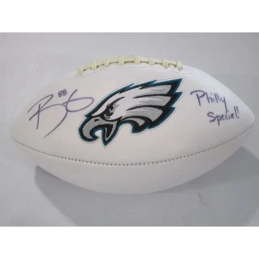 White Philadelphia Eagles signed autographed logo football with signature and JSA certification
