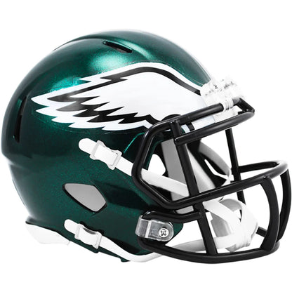 Green and white Philadelphia Eagles speed mini helmet with chrome accents