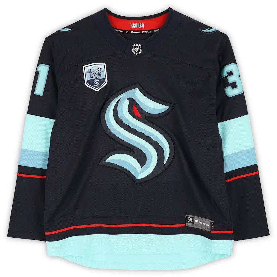 Philipp Grubauer autographed Seattle Kraken navy blue jersey #31