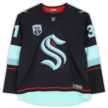 Philipp Grubauer autographed Seattle Kraken navy blue jersey #31