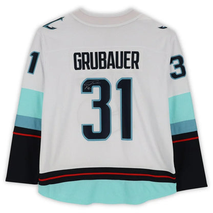 Philipp Grubauer autographed Seattle Kraken white jersey number 31