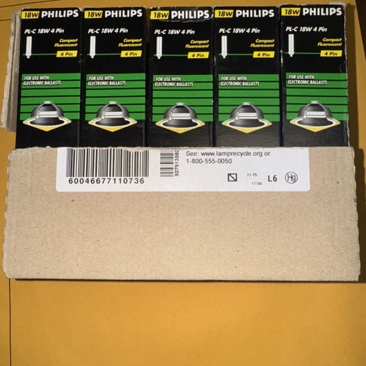 Philips PL-C 18W 4-pin black green lamp bulbs in original 10-pack packaging