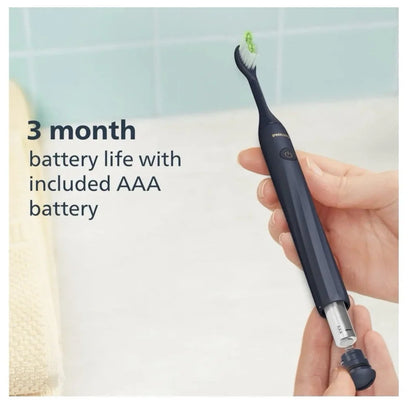 Philips Sonicare One HY1100/54 black AAA battery toothbrush with green accent