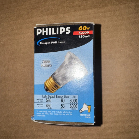 Philips 60W halogen flood light PAR38 clear bulb in box
