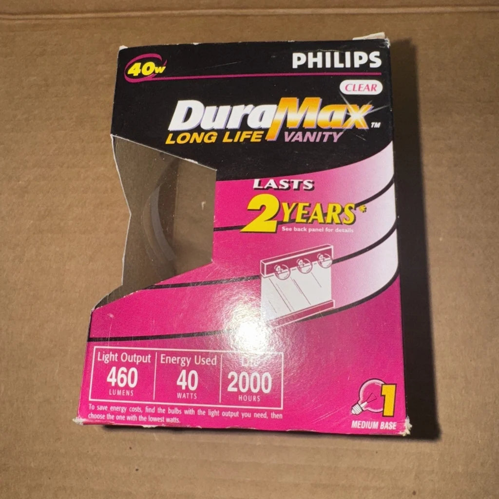 Philips long life 40 watt vanity light clear G25 medium base bulb