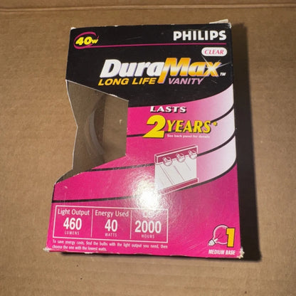 Philips long life 40 watt vanity light clear G25 medium base bulb