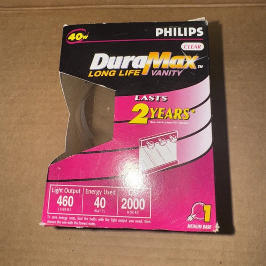 Philips long life 40 watt vanity light clear G25 medium base bulb