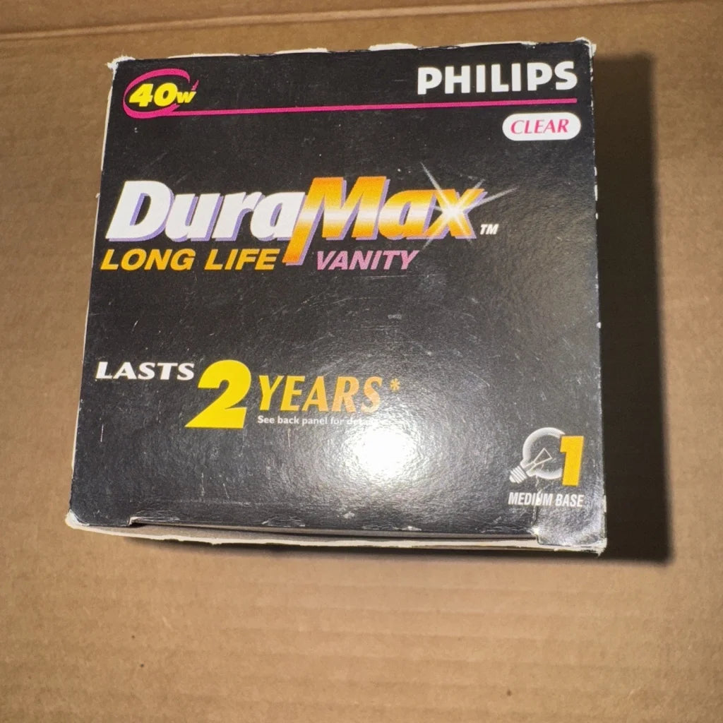 Philips Long Life 40 watt vanity light clear G25 medium base in black packaging