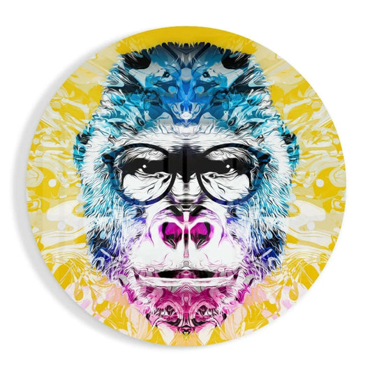 Psychedelic Monkey Tempered Glass Art Circle | Insigneart USA | vintageantiquesgifts.com