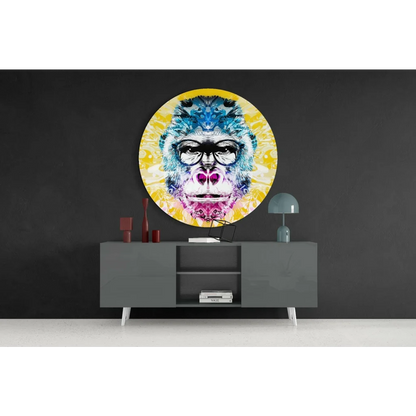 Psychedelic Monkey Tempered Glass Art Circle | Contemporary Home Wall Art | vintageantiquesgifts.com