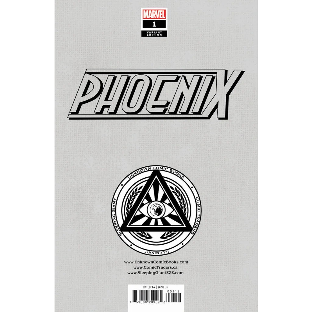 Comic book cover featuring Phoenix #1 foil variant by Nathan Szerdy, exclusive to Unknown Comics
