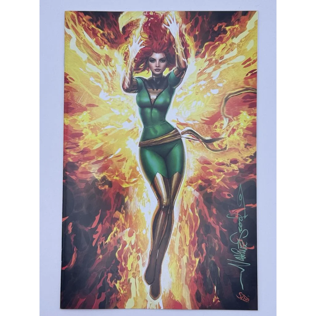 Phoenix #1 Nathan Szerdy Variant comic cover with Jean Grey in green fire art