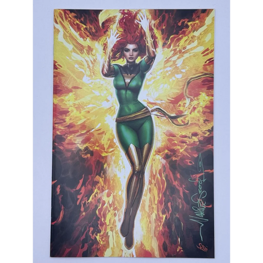 Phoenix #1 Nathan Szerdy Variant comic cover with Jean Grey in green fire art