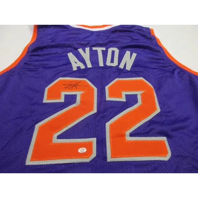 Purple Phoenix Suns signed autographed basketball jersey with Ayton 22 lettering