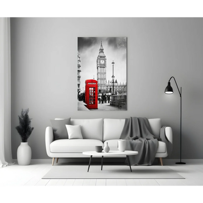 Iconic London Red Phone Booth Tempered Glass Art | Modern Wall Art Decor | vintageantiquesgifts.com