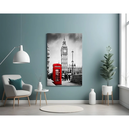Iconic London Red Phone Booth Tempered Glass Art | Contemporary Home Wall Art | vintageantiquesgifts.com