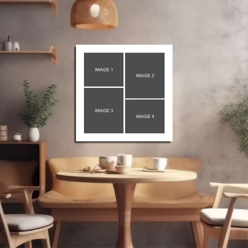 White-framed canvas with photo collage wall art placeholders image 1-4