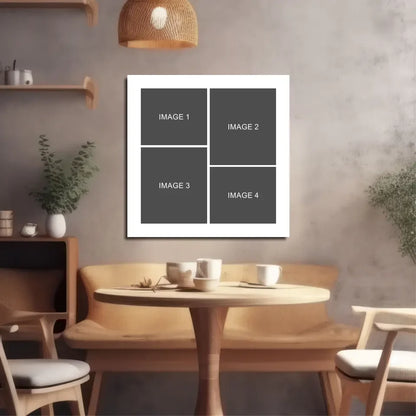 White-framed canvas with photo collage wall art placeholders image 1-4