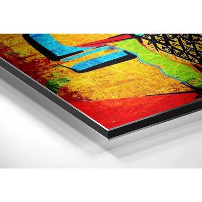 Vibrant abstract art on brushed aluminium dibond print