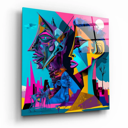 Bold Geometric Faces Canvas Wall Art in Vibrant Colors | Insigneart USA | vintageantiquesgifts.com