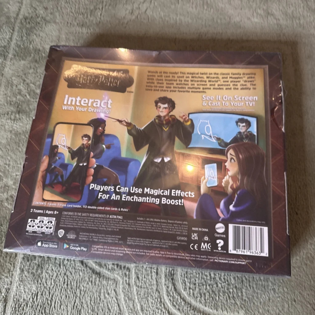 Pictionary Air Harry Potter Wizarding World game box with robed wizards