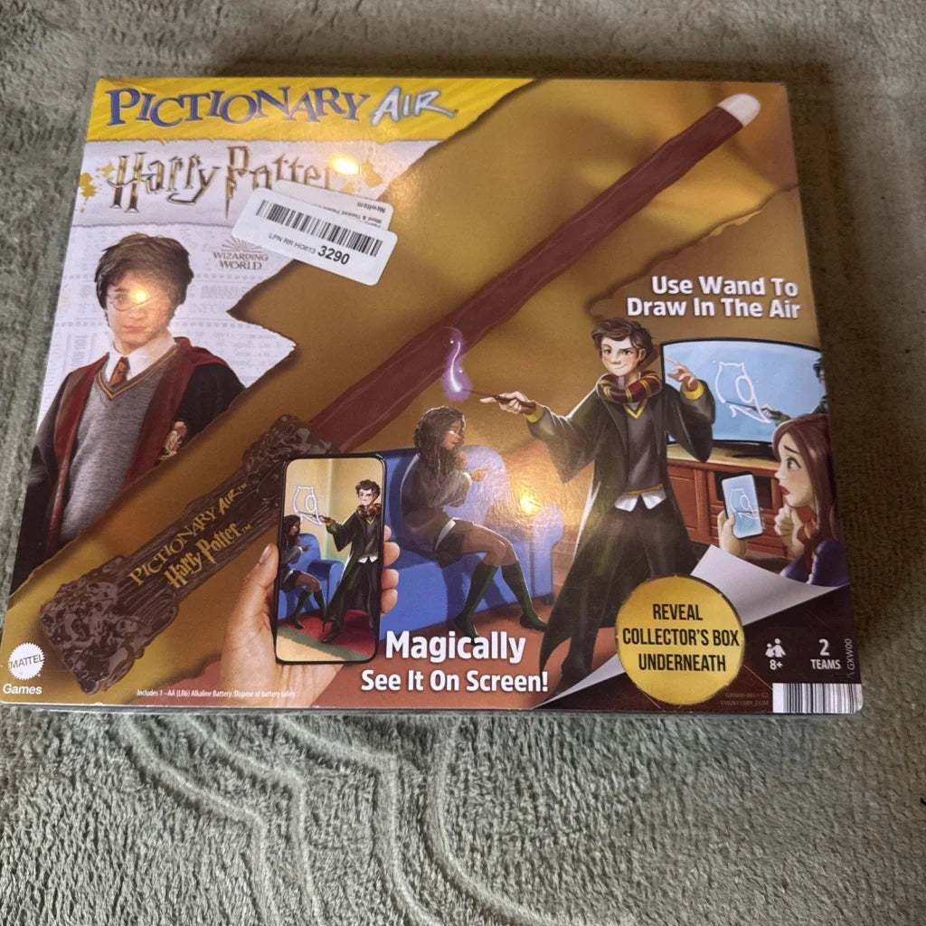 Pictionary Air Harry Potter wizarding world game box with brown wand