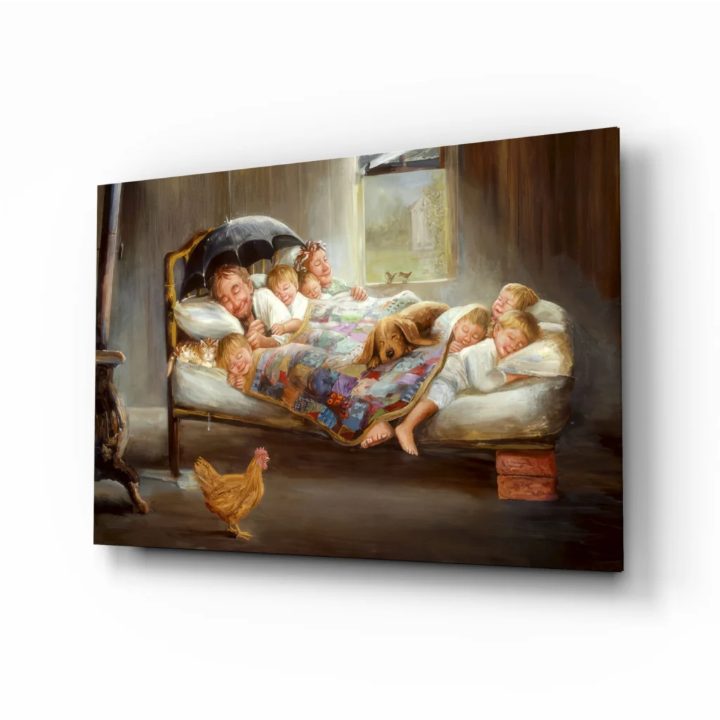 Cozy Family Farmhouse Canvas Wall Art with Chicken and Dogs | Insigneart USA | vintageantiquesgifts.com