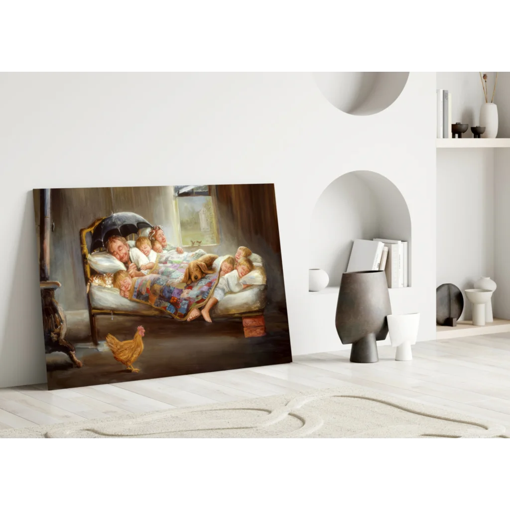 Cozy Family Farmhouse Canvas Wall Art with Chicken and Dogs | Modern Wall Art Decor | vintageantiquesgifts.com