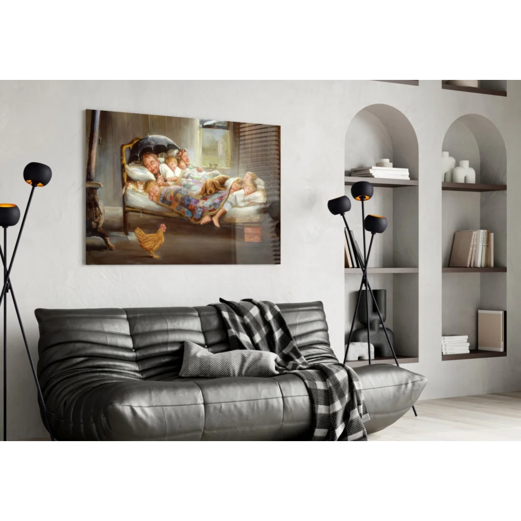 Cozy Family Farmhouse Canvas Wall Art with Chicken and Dogs | Contemporary Home Wall Art | vintageantiquesgifts.com