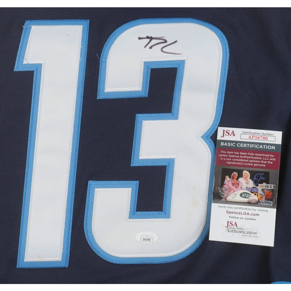 Dark blue Pierre-Luc Dubois Jets jersey with number 13, signed and JSA authenticated