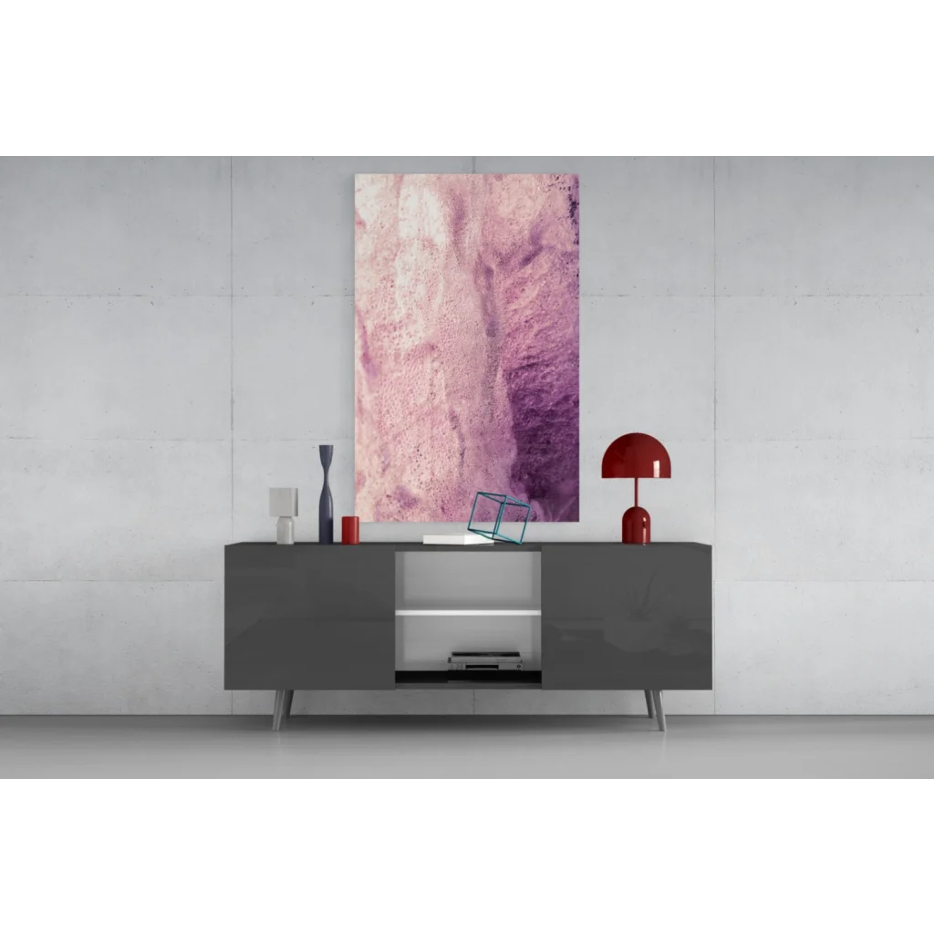 Dreamy pink to purple gradient marble glass wall art canvas print