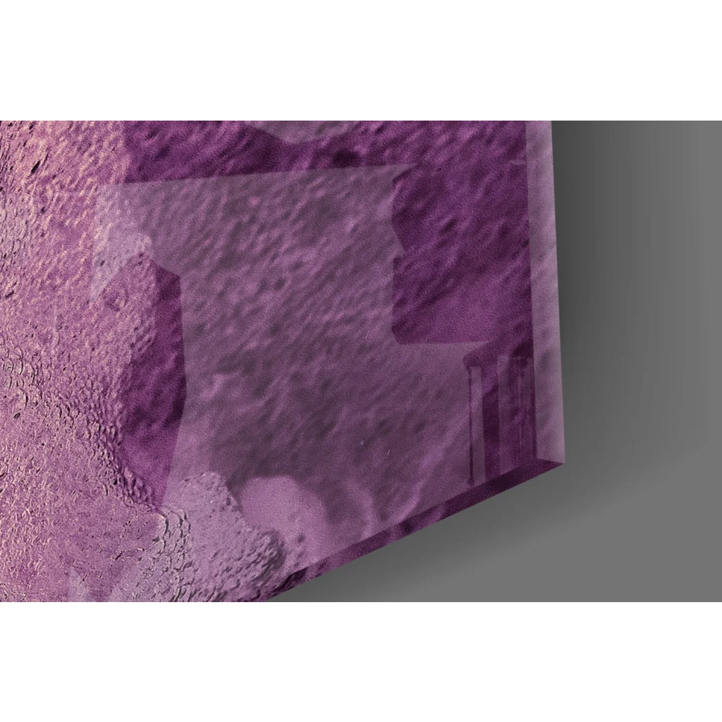 Dreamy pink purple marble glass wall art with translucent faceted crystal