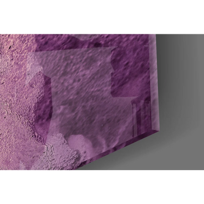 Dreamy pink purple marble glass wall art with translucent faceted crystal
