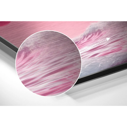 Pink Astronaut Surfing on Brushed Aluminium Dibond Wall Art
