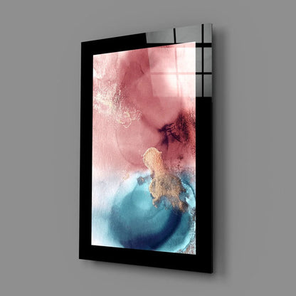 Stunning glass wall art with gold accent abstract design in black frame