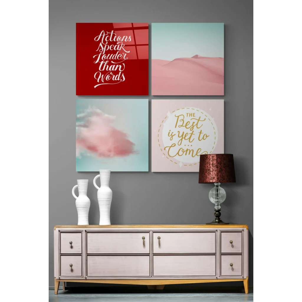 Modern Desert Canvas Prints Glass Wall Art Set of Four | Glass Wall Art Print | vintageantiquesgifts.com