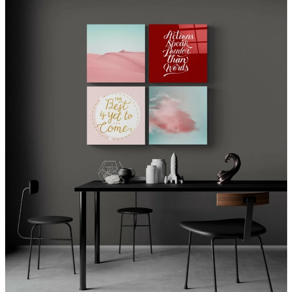 Modern Desert Canvas Prints Glass Wall Art Set of Four | Modern Wall Art Decor | vintageantiquesgifts.com