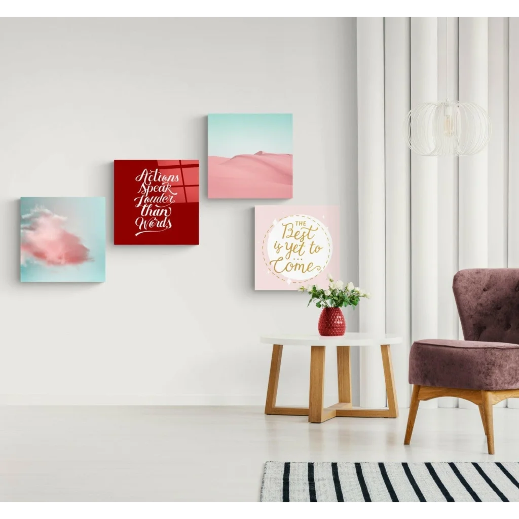 Modern Desert Canvas Prints Glass Wall Art Set of Four | Contemporary Home Wall Art | vintageantiquesgifts.com