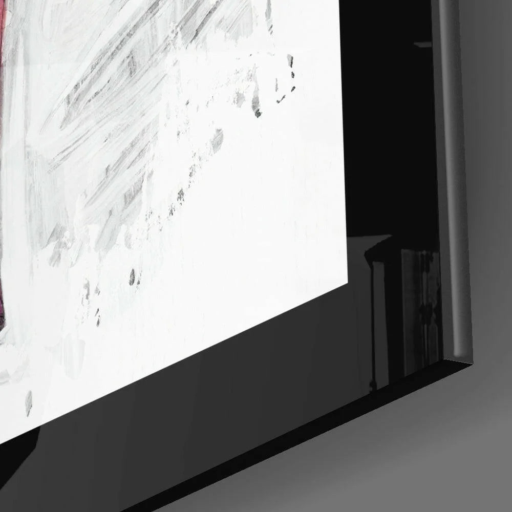 Pink Flamingo glass wall art in sleek black frame on 4K TV