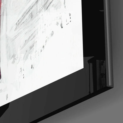 Pink Flamingo glass wall art in sleek black frame on 4K TV