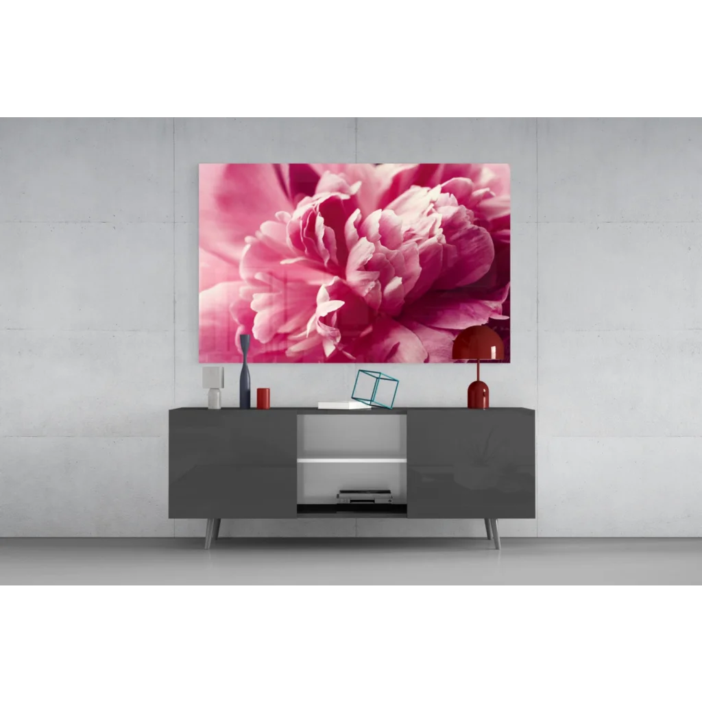 Vibrant pink peony flower canvas print wall art