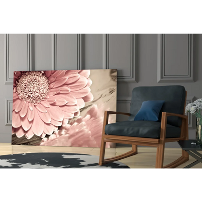Vibrant pink gerbera daisy canvas wall art with textured petals
